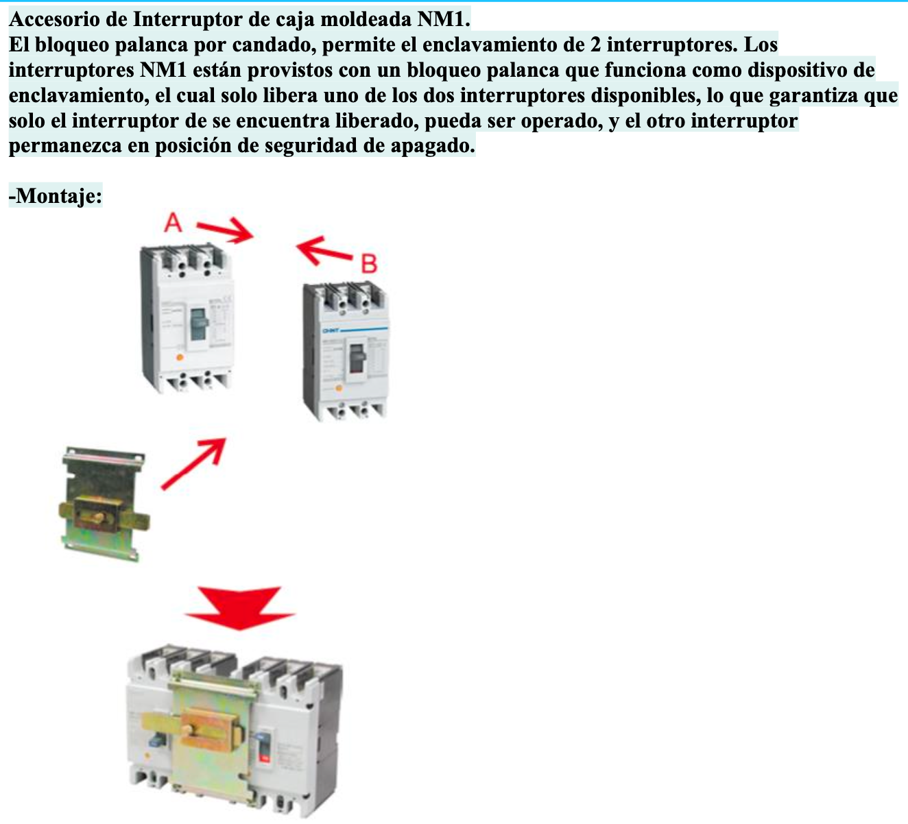 Enclavamiento Mecánico CHINT para Interruptores Automáticos NM1-400 3P – Código 072103140CH