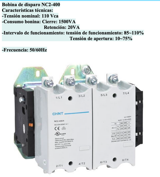 Bobina CHINT 110 V AC para Contactor NC2-400 – Código 030884400CH