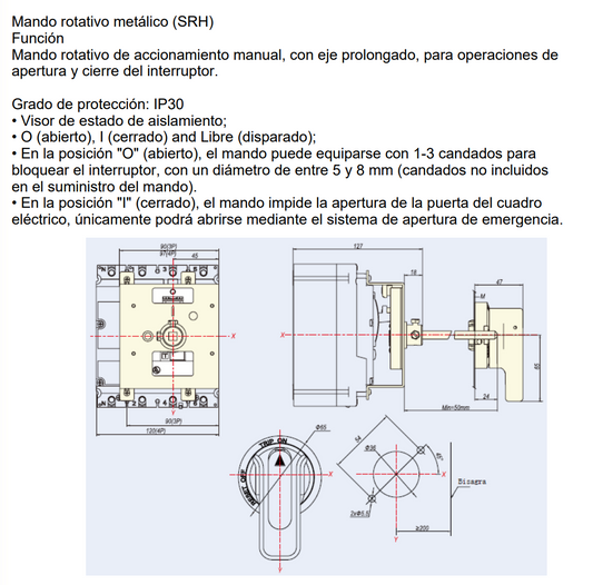 Mando Rotativo Prolongado CHINT IP30 con Bloqueo NM8N-800 – Código 072204024CH