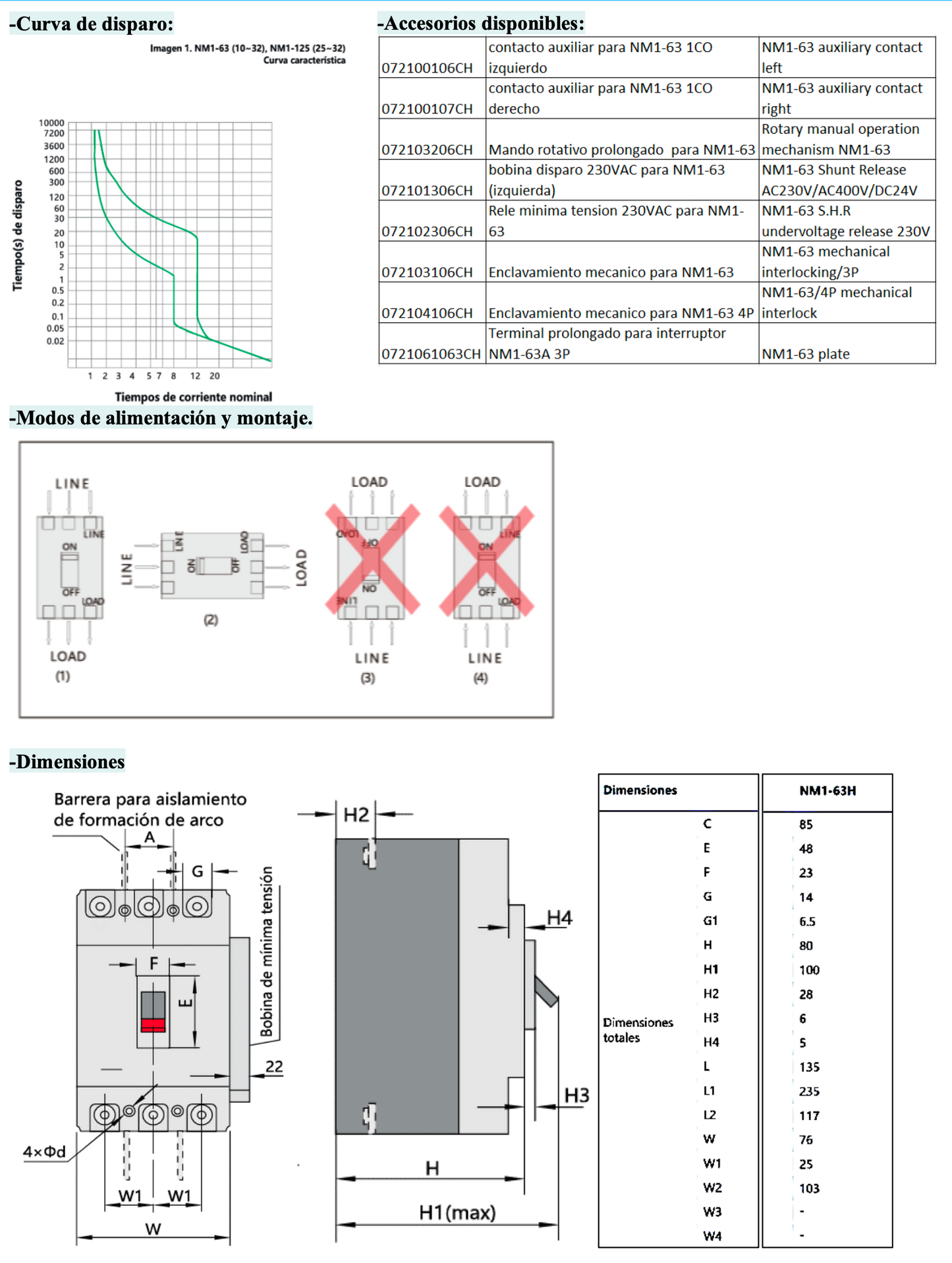 Interruptor Automático CHINT NM1-63H 3P 20A 35kA Fijo – Código 072141220CH