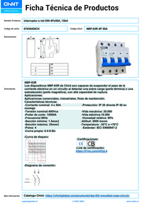 Interruptor Modular CHINT NBP-63R 4P 50A 15kA a Riel DIN – Código 07030450CH