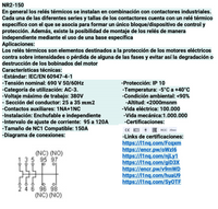 Relé Térmico CHINT NR2-150 95–120A para Contactor – Código 05011120CH