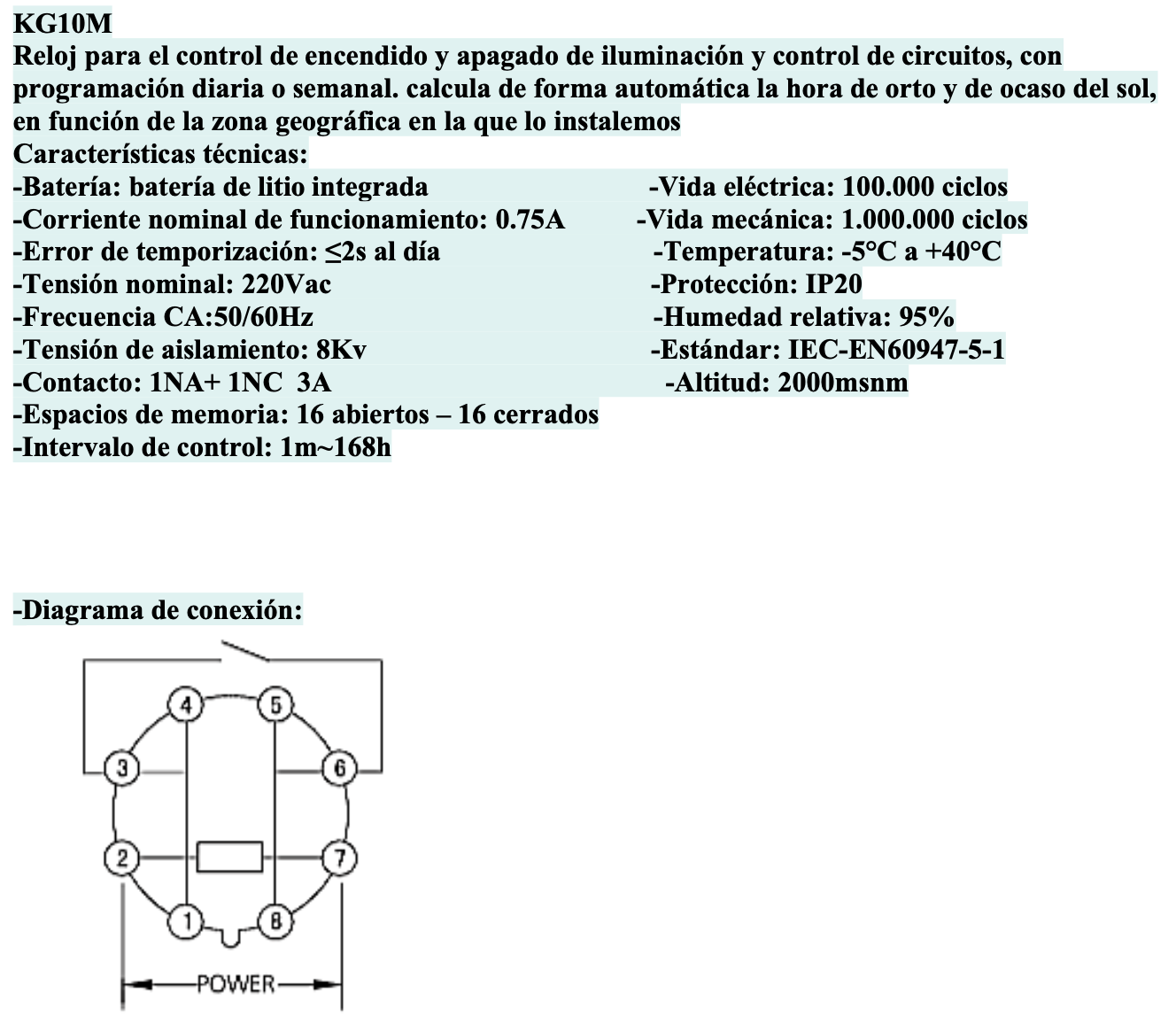 Interruptor Horario Digital Semanal CHINT KG10M 16 Programas 1NA/1NC – Código 271204CH