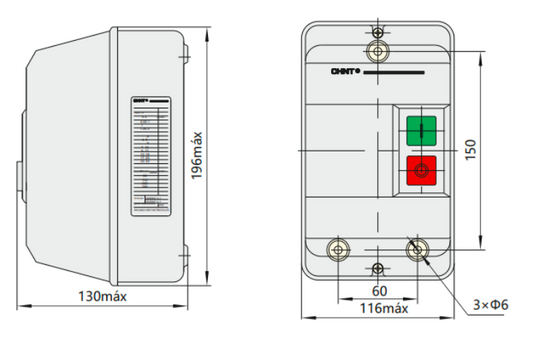 Partidor Directo CHINT NQ3-11P 11 kW 32 A 220 V AC en Caja IP55 sin Relé Térmico – Código 110724220CH