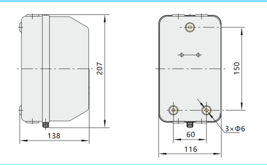 Partidor Directo CHINT NQ2-15P/3 11 kW 25 A 220 V AC en Caja IP40 sin Relé Térmico – Código 110725221CH