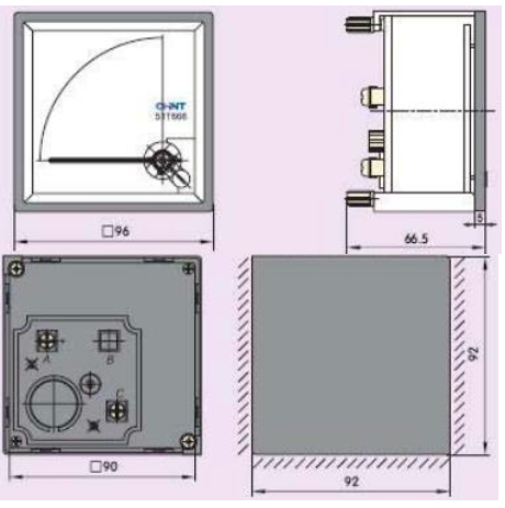 Frecuencímetro Analógico CHINT NP96-HZ-380V 45-55 Hz 220 V AC – Código 27023380CH