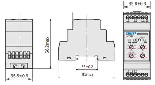 Relé de Asimetría y Falla de Fase CHINT NJYB3-15P 3P+N 380/220V – Código 0506038CH