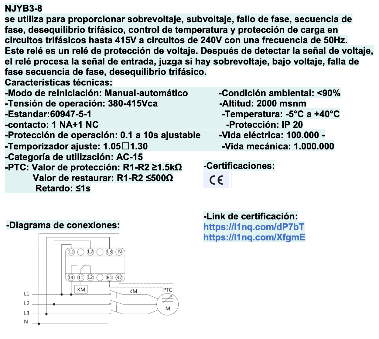 Relé de Asimetría y Falla de Fase CHINT NJYB3-15P 3P+N 380/220V – Código 0506038CH