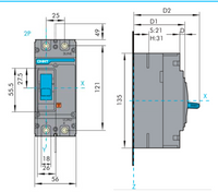 Interruptor Termomagnético MCCB CHINT NXM-63S 2P 50A 25kA 415V Fijo – Código 0721222050CH