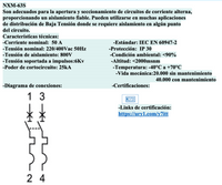 Interruptor Termomagnético MCCB CHINT NXM-63S 2P 50A 25kA 415V Fijo – Código 0721222050CH