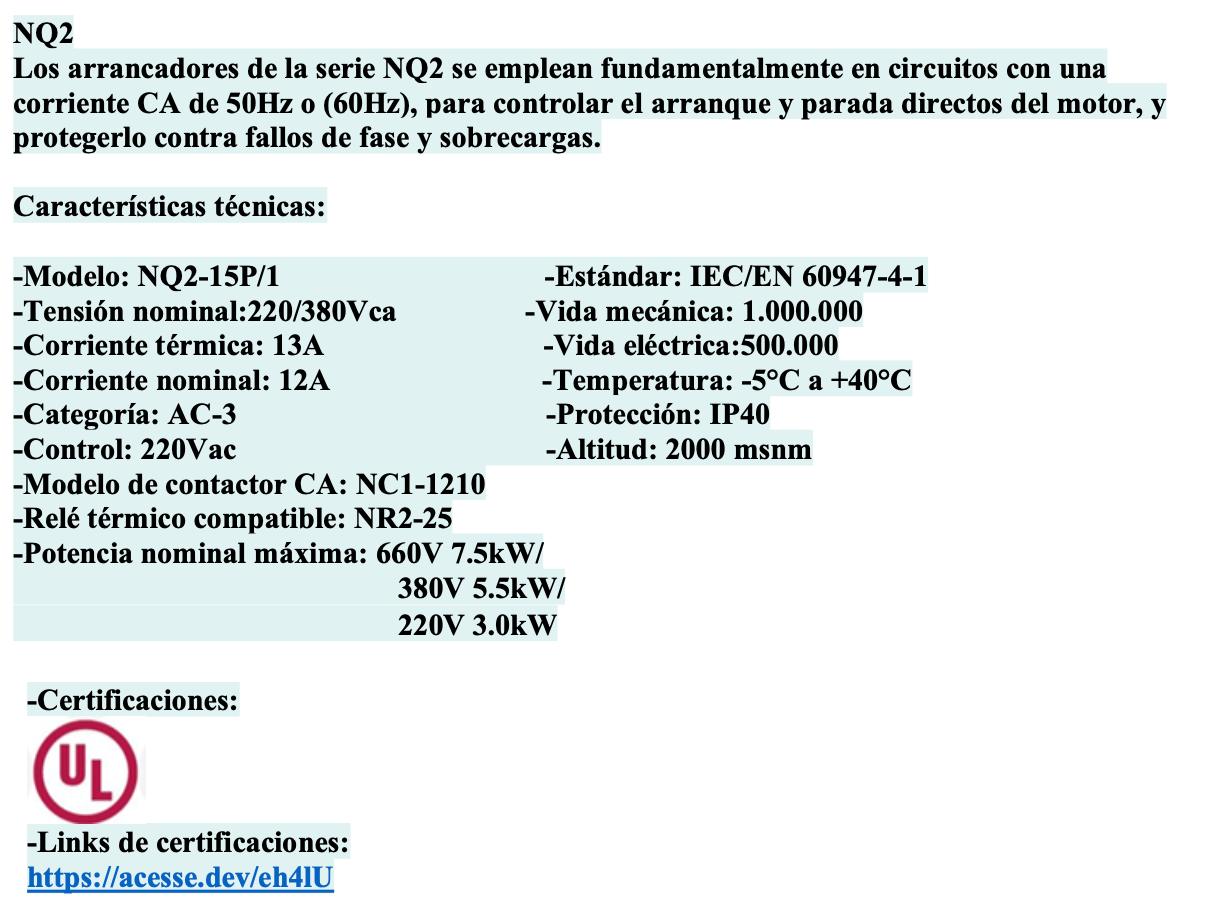 Partidor Directo CHINT NQ2-15P/1 3P 5,5kW 12A 220V – Código 110712221CH
