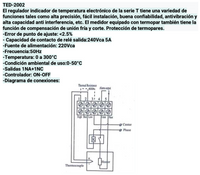 Controlador de Temperatura Analógico CHINT TED-2002 PT100 0–300°C – Código 2716008CH