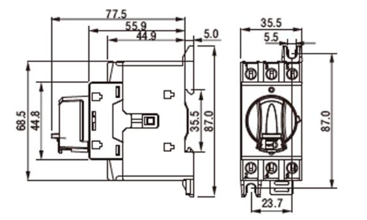 Seccionador a Panel CHINT NF2-32/3DORY 3P 32A 415V AC-23A Manilla Roja/Amarilla – Código 170232032CH