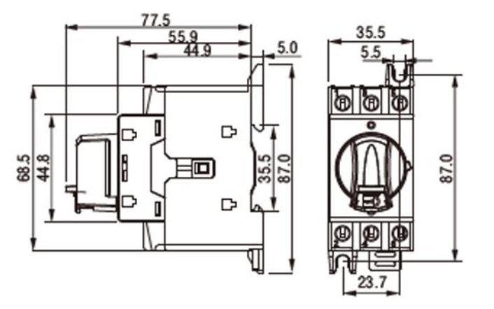 Seccionador a Panel CHINT NF2-40/3DORY 3P 40A 415V AC-23A Manilla Roja/Amarilla – Código 170232040CH