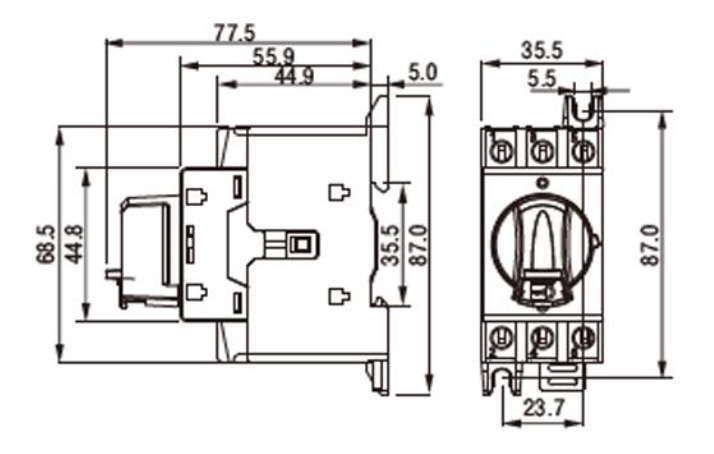 Seccionador a Panel CHINT NF2-25/3DORY 25A 3 Polos – Manilla Roja/Amarilla AC-23A 415V – Código 170232025CH