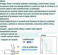 Automático CHINT NB2LE 1P+N 6A Curva B 6kA con Diferencial 300mA Tipo A – Código 0712010630CH