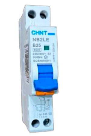 Automático CHINT NB2LE 1P+N 25A Curva B 6kA con Diferencial 300mA Tipo A – Código 0712012530CH