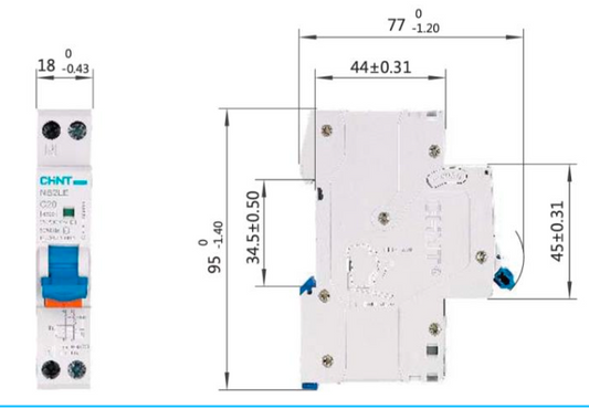 Automático CHINT NB2LE 1P+N 25A Curva B 6kA con Diferencial 300mA Tipo A – Código 0712012530CH