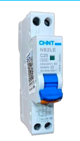Automático CHINT NB2LE 1P+N 25A Curva C 6kA con Diferencial 300mA Tipo A – Código 0712112530CH
