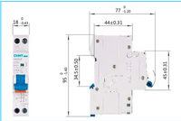 Automático CHINT NB2LE 1P+N 25A Curva C 6kA con Diferencial 300mA Tipo A – Código 0712112530CH