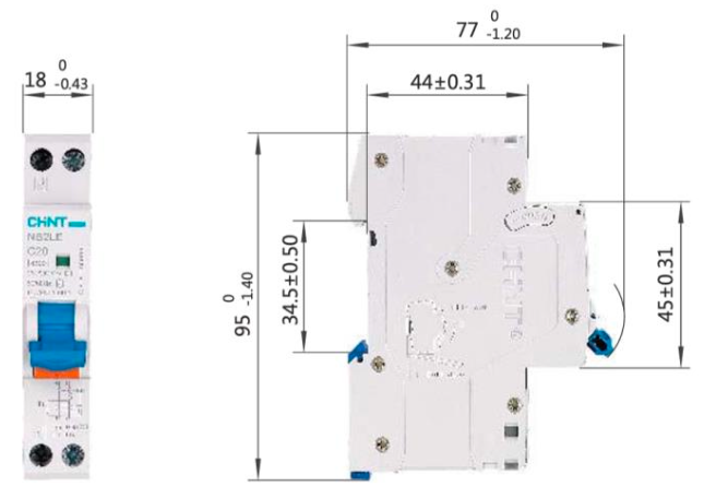 Automático CHINT NB2LE 1P+N 10A Curva B 6kA con Diferencial 30mA Tipo A – Código 0712011003CH