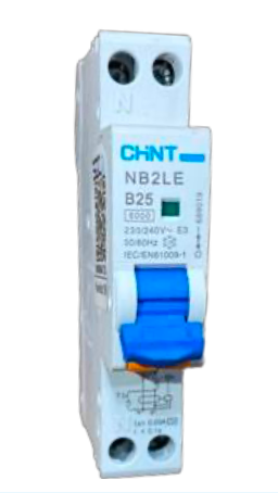 Automático CHINT NB2LE 1P+N 25A Curva B 6kA con Diferencial 30mA Tipo A – Código 0712012503CH
