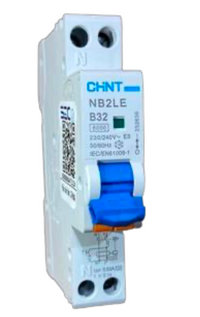 Automático Diferencial CHINT NB2LE 1P+N 32A Curva B, 30mA Tipo A – 6kA – Código 0712013203CH