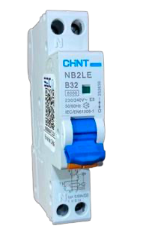 Automático Diferencial CHINT NB2LE 1P+N 32A Curva B, 30mA Tipo A – 6kA – Código 0712013203CH