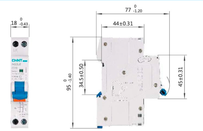 Automático Diferencial CHINT NB2LE 1P+N 32A Curva B, 30mA Tipo A – 6kA – Código 0712013203CH