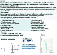 Automático Diferencial CHINT NB2LE 1P+N 40A Curva B, 30mA Tipo A – 6kA – Código 0712014003CH