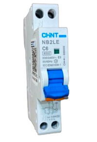 Automático Diferencial CHINT NB2LE 1P+N 6A Curva C, 30mA Tipo A – 6kA – Código 0712110603CH
