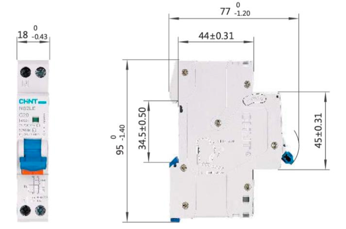 Automático Diferencial CHINT NB2LE 1P+N 6A Curva C, 30mA Tipo A – 6kA – Código 0712110603CH