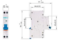 Automático Diferencial CHINT NB2LE 1P+N 6A Curva C, 30mA Tipo A – 6kA – Código 0712110603CH