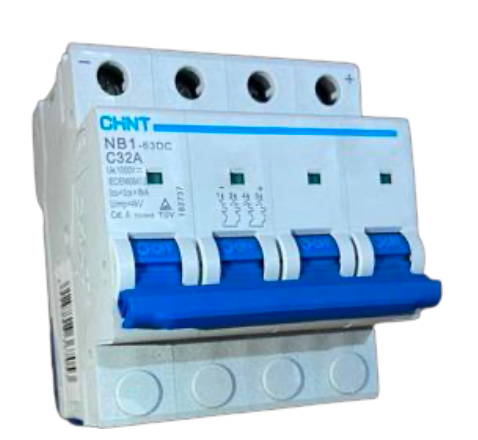 Interruptor DC CHINT NB1-63DC 2P 32A 1000VDC Curva C – 6kA – Código 07032432CH