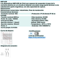 Interruptor Automático CHINT NBP-63R 2P 50A Curva C 15kA IEC60947 – Código 07030250CH