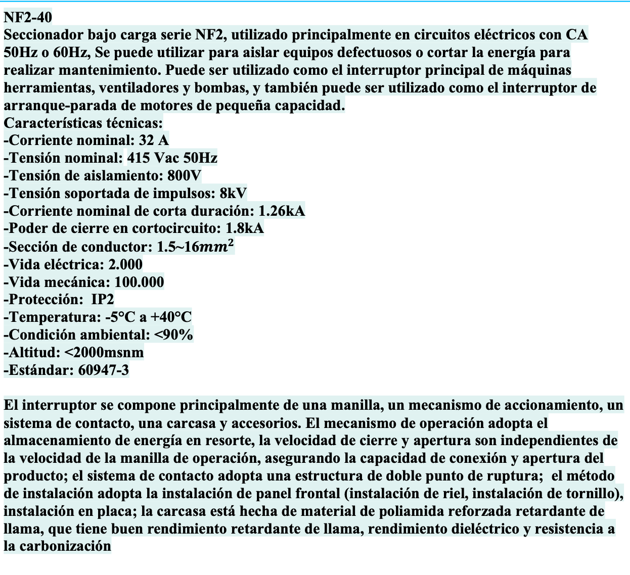 Seccionador CHINT NF2-32/3DIR 3P 32A AC-23A Manilla Gris – Código 170830032CH
