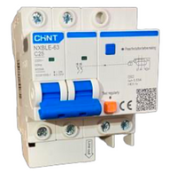 Interruptor RCBO CHINT NXBLE-63 2P 25A Curva C 30mA 6kA – Código 0702422503CH