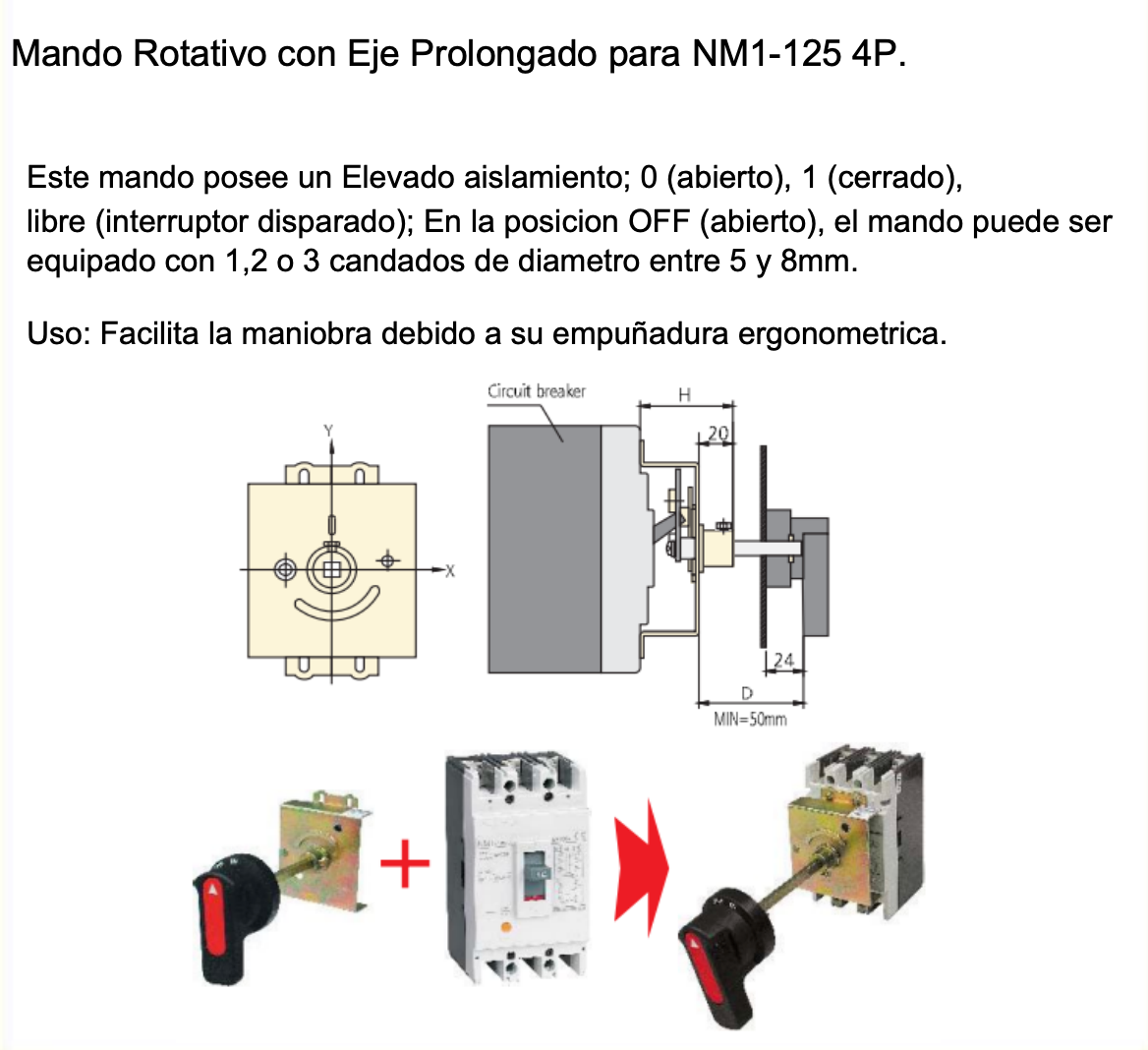 Mando Prolongado CHINT para Interruptor NM1-125 4P – Código 0721032124CH