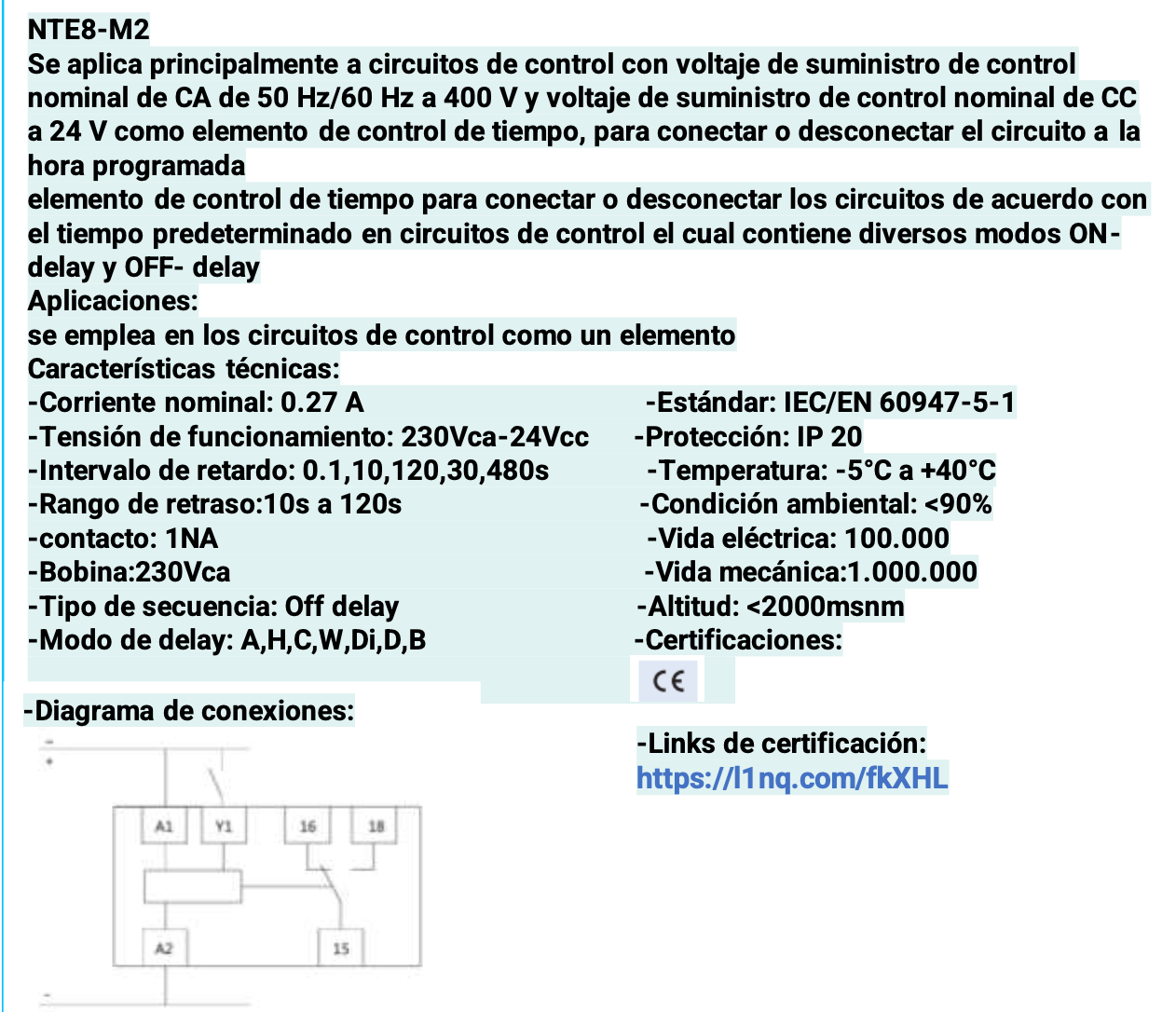 Relé Multifunción CHINT NTE8-M2 7 Funciones 110–400 Vac / 24 Vdc – Código 05040014CH