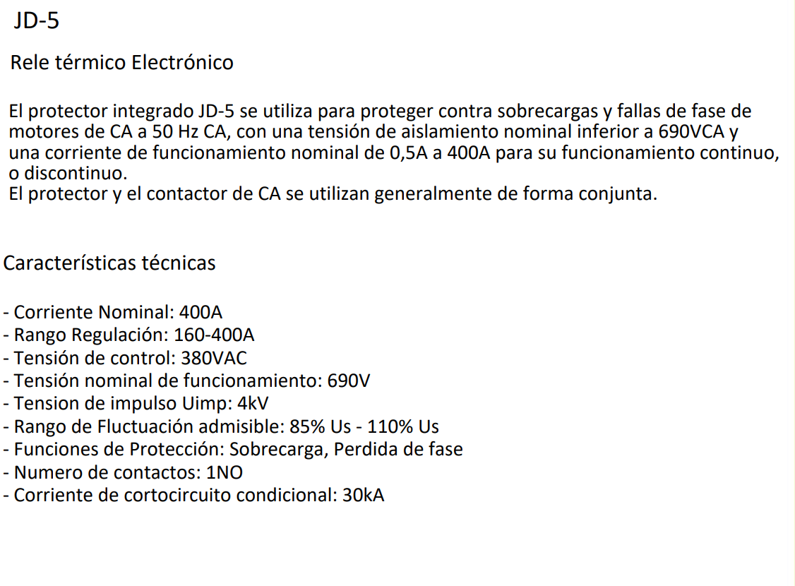 Protección Electrónica de Motor CHINT JD-5 160A–400A AC380V – Código 0506041CH