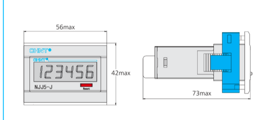 Contador Digital CHINT NJJ5-JLE 6 Dígitos 110–240 Vac 56×42 mm – Código 2714004CH