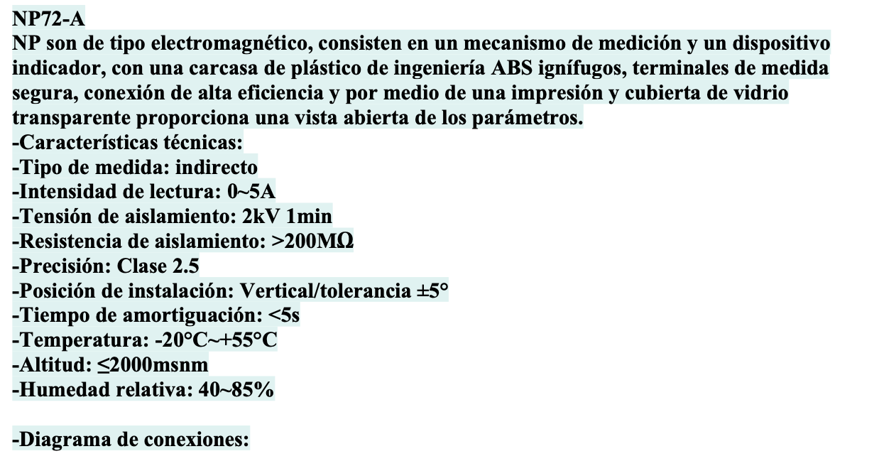 Amperímetro Analógico CHINT NP96-A 5A para Transformador de Corriente 96×96 mm – Código 27021005CH