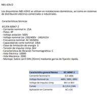 Interruptor Termomagnético Industrial CHINT NB1-63H/2 4P 25A 10kA Curva C – Código 07036425CH