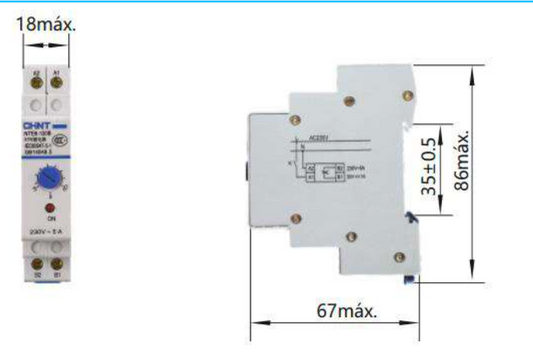 Relé Temporizador Electrónico CHINT NTE8-120A-230VCA OFF-Delay 230 Vac 10–120 s 5 A – Código 0504112CH