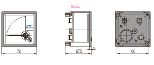Voltímetro Analógico CHINT NP72-V-250V 0–250 Vac 50 Hz 72×72 mm – Código 27012250CH