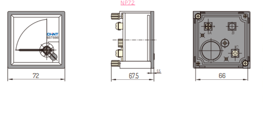 Voltímetro Analógico CHINT NP72-V-500V 0–500 Vac 50 Hz 72×72 mm – Código 27012500CH