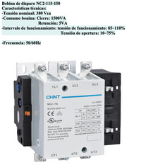 Bobina CHINT NC2-FF-380V para Contactor NC2-115/150 380–415 Vac – Código 030886150CH
