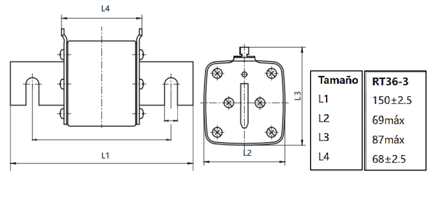 Fusible NH3 CHINT RT36-3 400A gG/gL 690 V 50 kA – Código 21013400CH