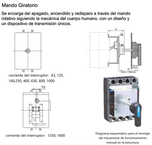 Mecanismo de Operación Manual CHINT ERH-M3 para Disyuntor NXM-320/250 – Código 072120630CH