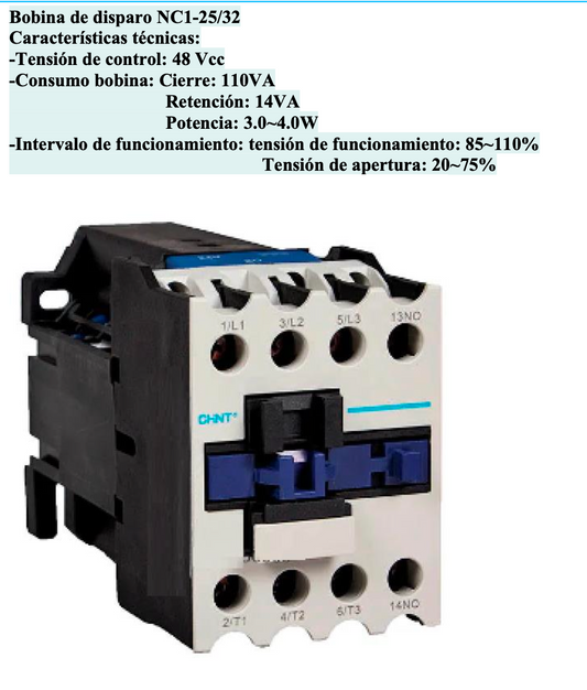 Bobina CHINT NC1-25/32Z 48 Vdc para Contactor NC1-25 y NC1-32 – Código 030883032CH